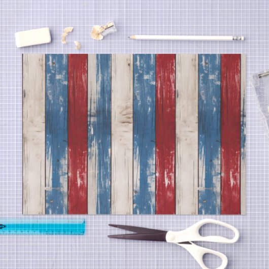 Patriottische Gouden Stemming Faux Wood Americana Tissuepapier (Craft)