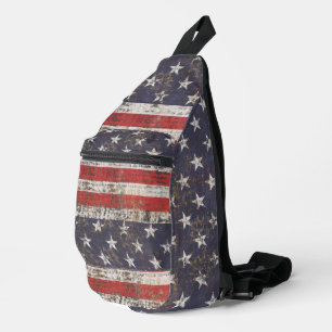Patriottische graatstaren en stripes sling bag