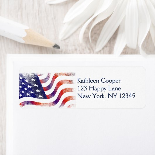 Patriottische graatstijl, afgevapt Amerikaanse vla Etiket (Insitu)