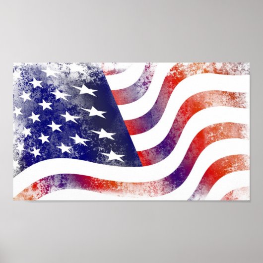 Patriottische graatstijl, afgevapt Amerikaanse vla Poster (Voorkant)