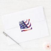 Patriottische graatstijl, afgevapt Amerikaanse vla Vierkante Sticker (Envelop)