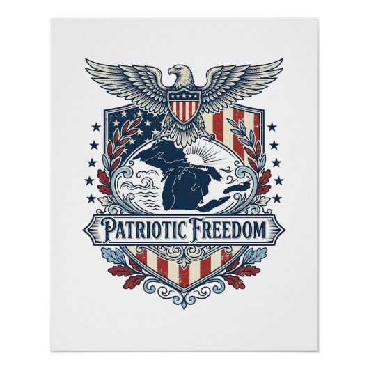 Patriottische Great Lakes Pride Vector Grafische T Perfect Poster (Voorkant)