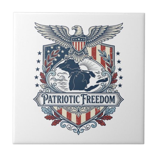 Patriottische Great Lakes Pride Vector Grafische T Tegeltje (Voorkant)