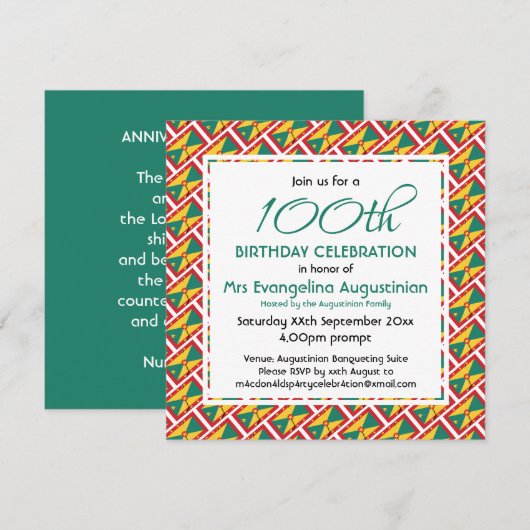 Patriottische GRENADA  ELKE LEEFTIJD Kaart (Voorkant / Achterkant)