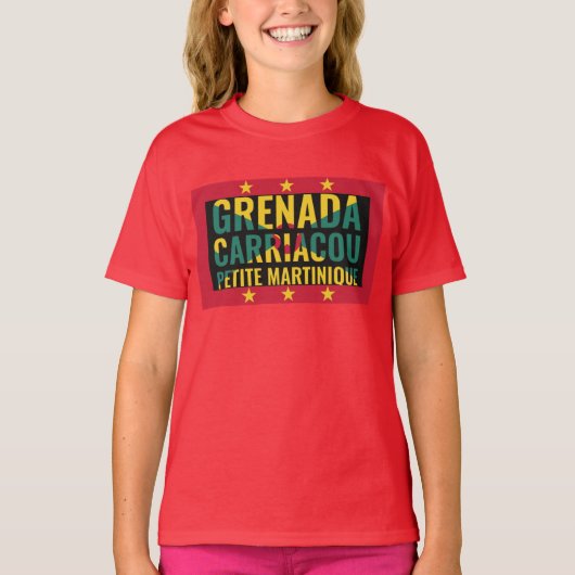Patriottische Grenada vlag Kinder T-shirt (Voorkant)