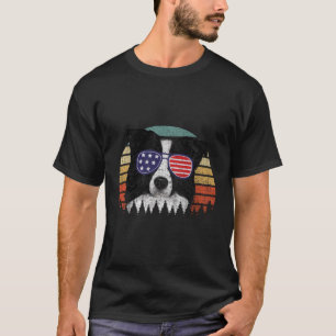 Patriottische grens Collie American Flag Dog Gift T-shirt