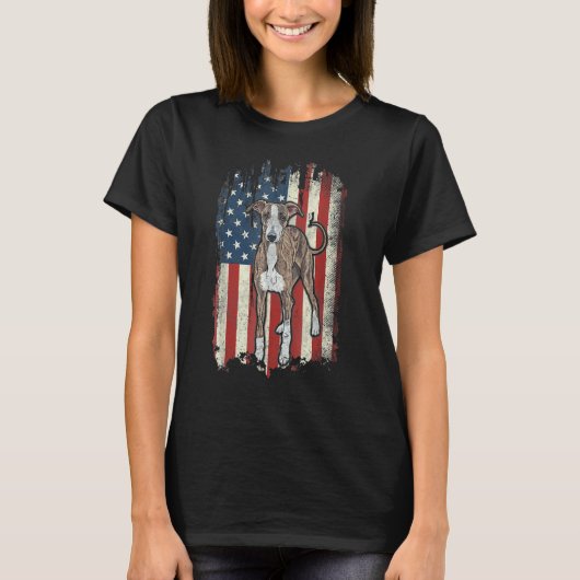 Patriottische Greyhound Amerikaanse Flag Dog Manne T-shirt (Voorkant)