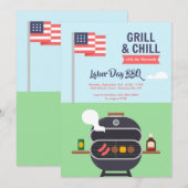 Patriottische Grill en Chill Uitnodiging (Voorkant / Achterkant)