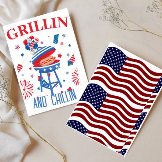 Patriottische grillen hotdog 4 juli kaart