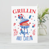 Patriottische grillen hotdog 4 juli kaart (Staand voorkant)