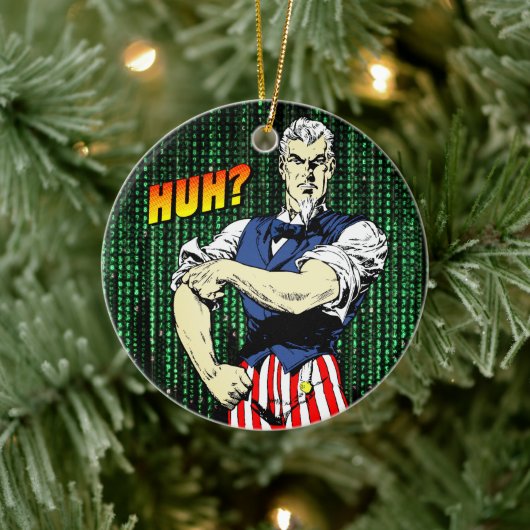 Patriottische grillen: retro oom Sam Keramisch Ornament (Boom)