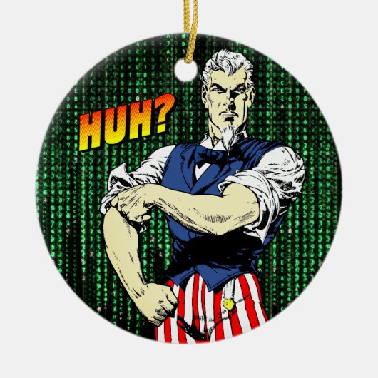 Patriottische grillen: retro oom Sam Keramisch Ornament (Voorkant)