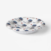 Patriottische grillige Franse Bulldog rood wit bla Papieren Kommen (Gebogen)