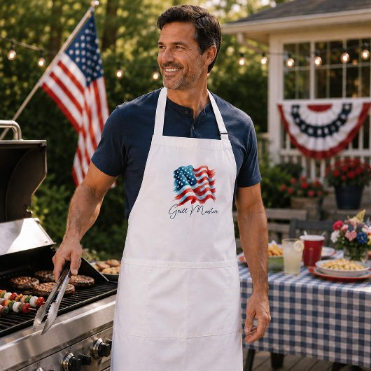 Patriottische Grillmaster Amerikaanse Vlag Standaard Schort