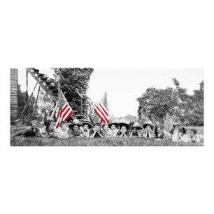 Patriottische groep Vrouwen Amerikaanse vlag 1910 Foto Afdruk