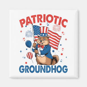 Patriottische Grondhaas Amerikaanse Vlag 4 juli Magneet