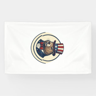 Patriottische Grondhaas Vintage Gravure Shirt Ontw Spandoek