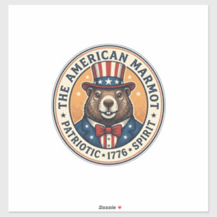 Patriottische Grondhaas Vintage Gravure Shirt Ontw Sticker