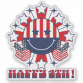 Patriottische groovy Happy Face vredesteken - Happ Sticker (Voorkant)