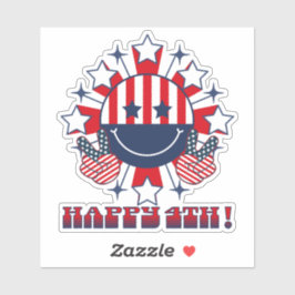 Patriottische groovy Happy Face vredesteken - Happ Sticker