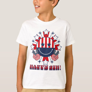 Patriottische groovy Happy Face -vredesteken Happy T-shirt