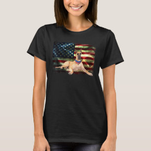 Patriottische Grote Deen Amerikaanse Vlag Dog Mann T-shirt