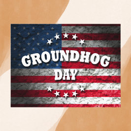 Patriottische Groundhog Day Briefkaart