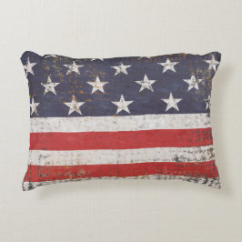 Patriottische Grunge Amerikaanse Vlag Accent Kussen