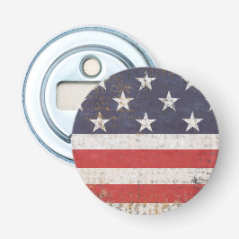 Patriottische Grunge Amerikaanse Vlag  Button Flesopener