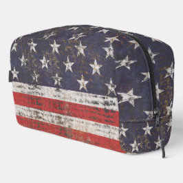 Patriottische Grunge Stars and Stripes Patroon Toilettasje
