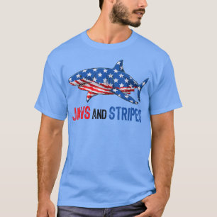 Patriottische haai Amerikaanse vlag op 4 juli Mann T-shirt