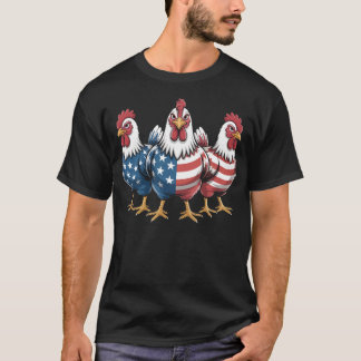 Patriottische Haan Amerikaanse Vlag 4 Juli Boer T-shirt