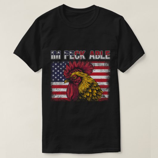 Patriottische Haan Im Peck Able Amerikaanse vlag 4 T-shirt (Design voorkant)