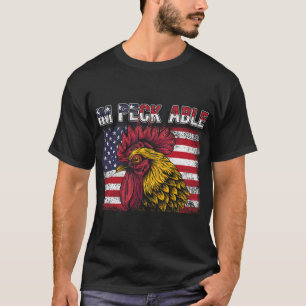 Patriottische Haan Im Peck Able Amerikaanse vlag 4 T-shirt