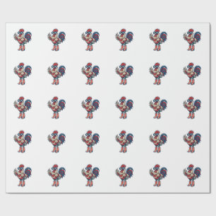 Patriottische Haan in Hakken Vintage Gravure Shirt Cadeaupapier