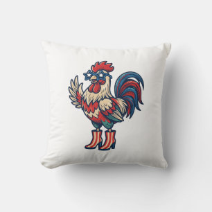 Patriottische Haan in Hakken Vintage Gravure Shirt Kussen
