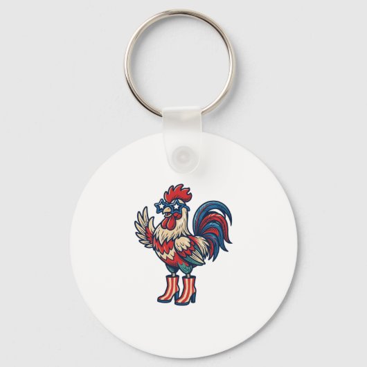 Patriottische Haan in Hakken Vintage Gravure Shirt Sleutelhanger (Voorkant)