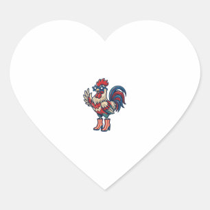 Patriottische Haan in Hoge Hakken Vintage Gravure  Hart Sticker