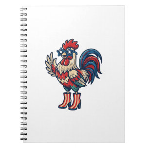 Patriottische Haan in Hoge Hakken Vintage Gravure  Notitieboek