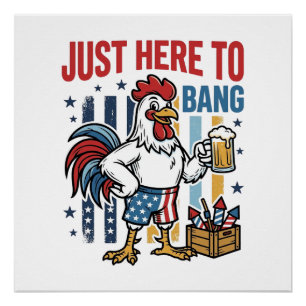 Patriottische Haan Vuurwerk Vintage Shirt Ontwerp_ Perfect Poster