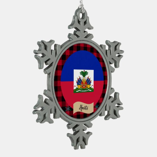 Patriottische Haïti, Rode buffels, Haïtiaanse vlag Tin Sneeuwvlok Ornament (Links)