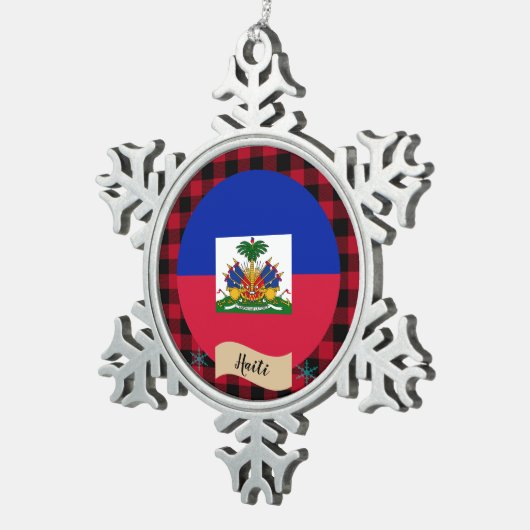 Patriottische Haïti, Rode buffels, Haïtiaanse vlag Tin Sneeuwvlok Ornament (Rechts)