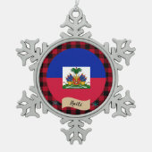 Patriottische Haïti, Rode buffels, Haïtiaanse vlag Tin Sneeuwvlok Ornament (Voorkant)