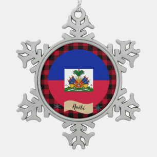 Patriottische Haïti, Rode buffels, Haïtiaanse vlag Tin Sneeuwvlok Ornament