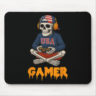 Patriottische Halloween Skelet Gamer Grappige Skel Muismat