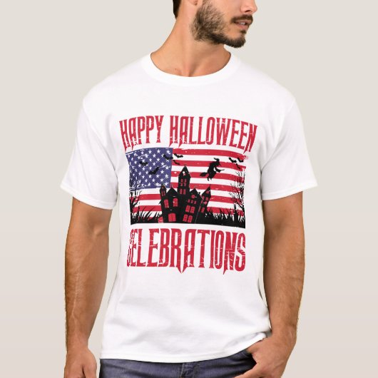 Patriottische Halloween, Verenigde Staten Vlag Des T-shirt (Voorkant)