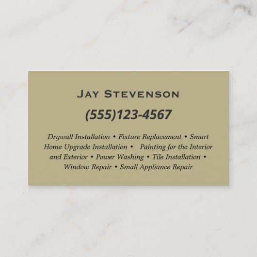 Patriottische Handyman Bouw Dark Wood Visitekaartje (Achterkant)