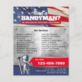 Patriottische Handyman Reparatie Service 3D Metal  Flyer (Voorkant)