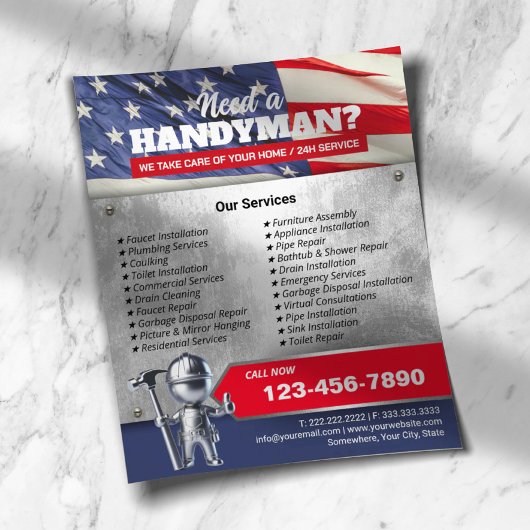 Patriottische Handyman Reparatie Service 3D Metal  Flyer