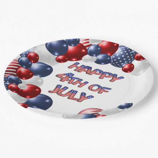 Patriottische Happy 4 juli-Bord ballonpapier Papieren Bordje (Gekanteld)